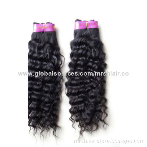 Human Hair Weave, Brazilian Virgin Hair Curly, 18-inch Natural Black, Unprocessed Hair